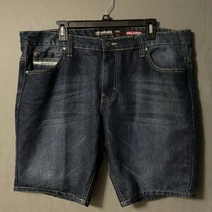 Ecko Unltd Shorts Mens 40 Blue Jean Raw Denim Flat Front Jorts Hip Hop Urban